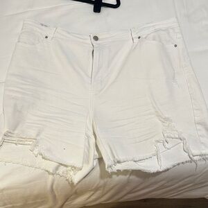 Tinseltown White Distressed Jean Shorts